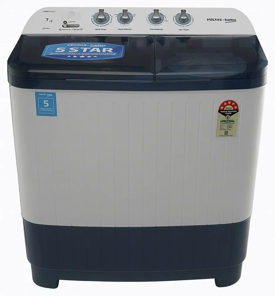 Voltas Beko 7 kg 5 Star Semi-Automatic Top Load Washing Machine (WTT70DBLT, Sky Blue)