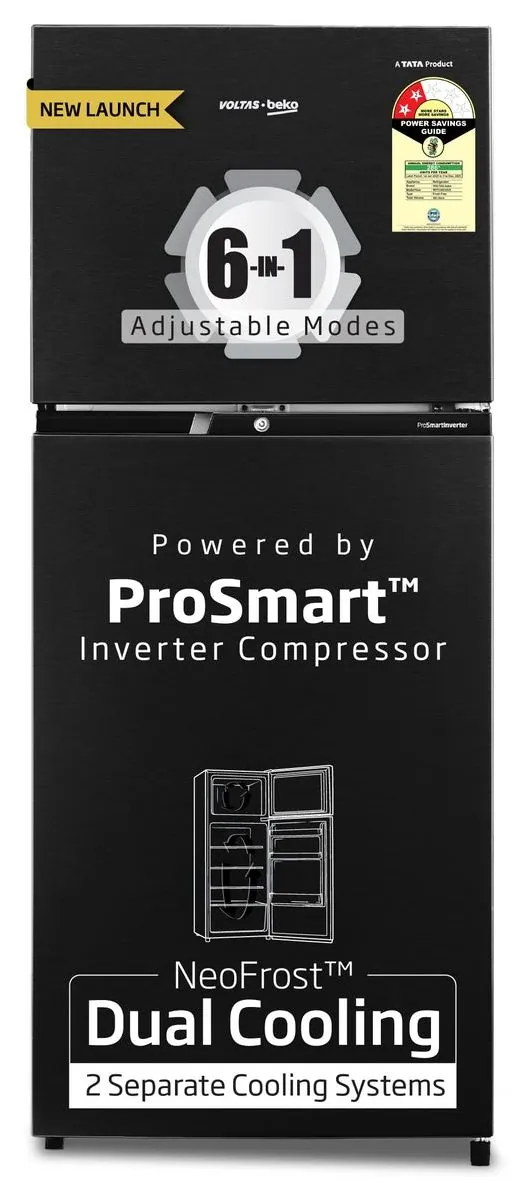 283 L 2 Star 6-in-1 Adjustable Frost Free Inverter Double-Door Refrigerator (RFF334D)