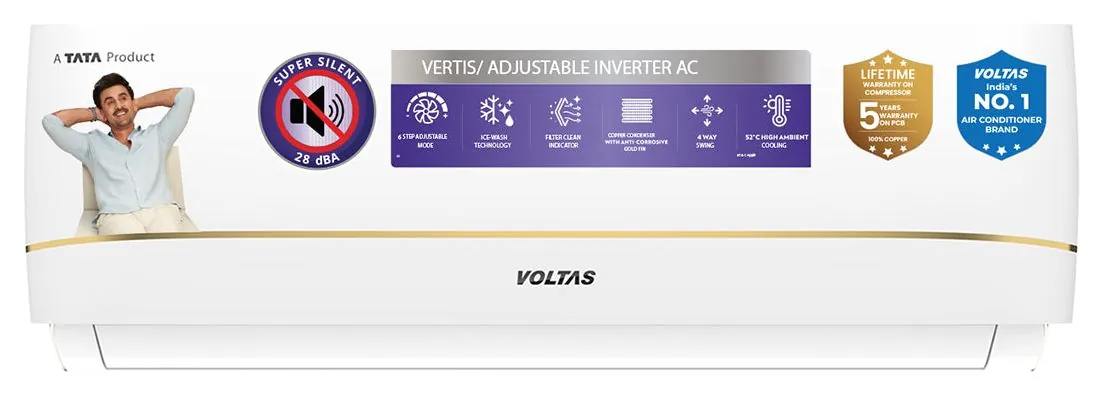 Voltas Split Air Conditioner, 1.5 Ton, 3 Star - 183INV Vertis Zenith Gold