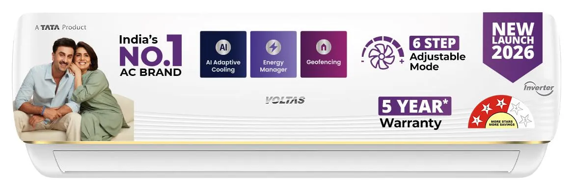 Voltas Split Air Conditioner, 1.5 Ton, 3 Star - 183INV Vertis AI Zest Gold